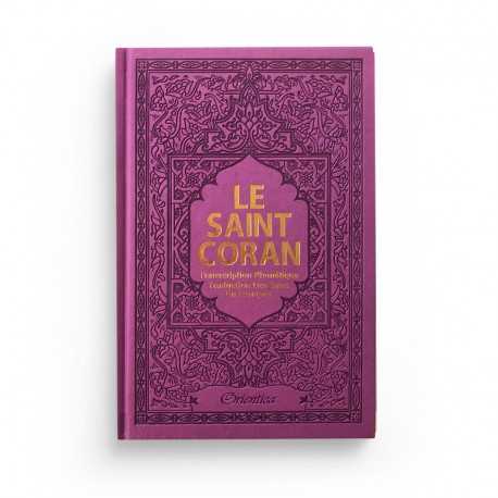 Le Saint Coran Transcription phonétique et Traduction des sens en français (AR-FR-PH) - cuir couleur violet doré