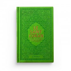 Le Saint Coran Transcription phonétique et Traduction des sens en français (AR-FR-PH) - cuir couleur vert clair doré