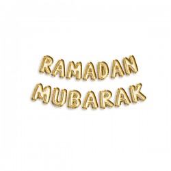 Ballon lettre Ramadan Moubarak doré - Hadieth Benelux