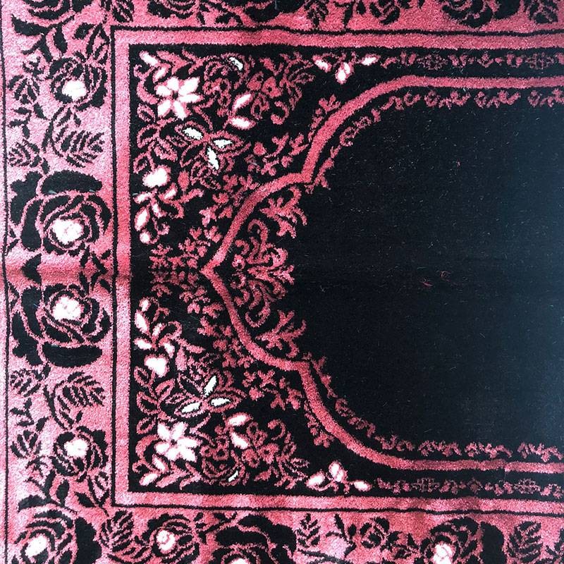 Tapis de prière adulte ultra-doux - Couleur Noir - AVEC MOTIF