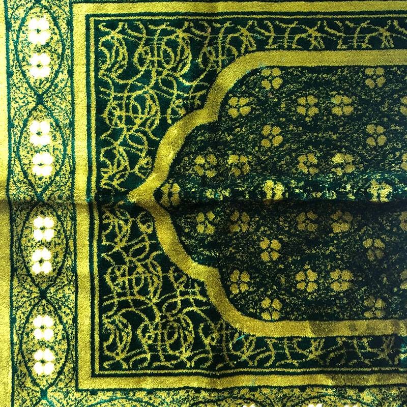 Tapis de prière adulte ultra-doux - Couleur vert foncé - AVEC MOTIF