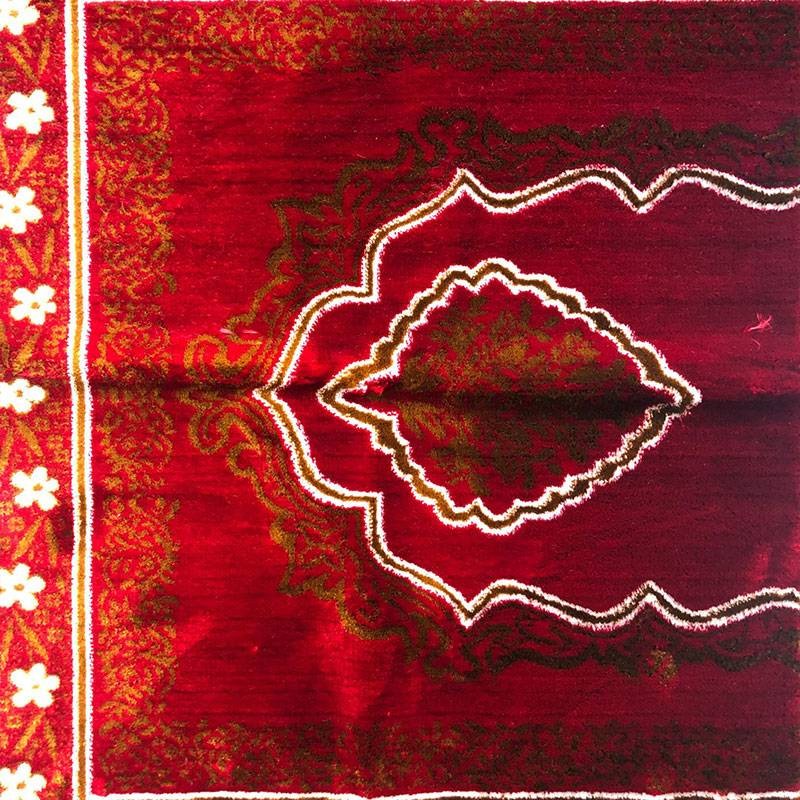 Tapis de prière adulte ultra-doux - Couleur rouge - AVEC MOTIF