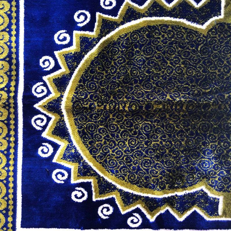 Tapis de prière adulte ultra-doux - Couleur bleu foncé - AVEC MOTIF