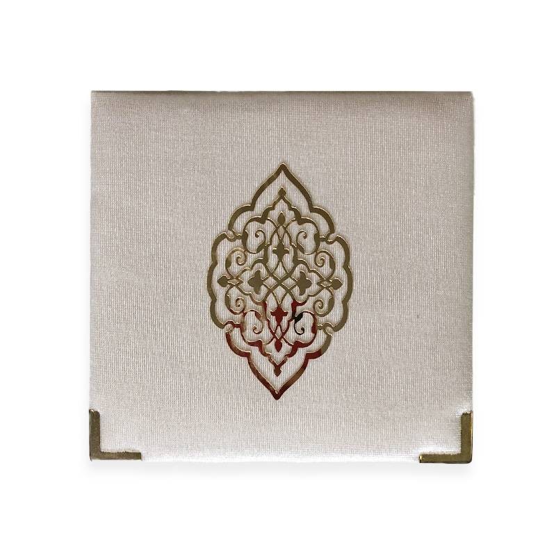 Coffret Cadeau : Box Carré (Saint Coran Arabe Poche+Chapelet) - blanc doré