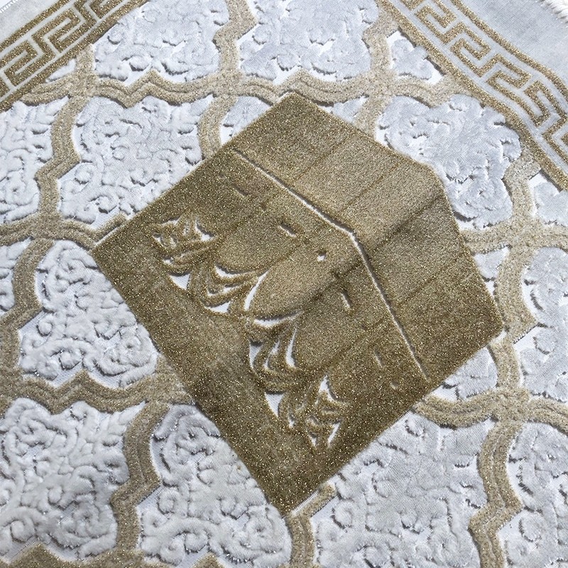 Tapis Velours Opalescent, Couleur Or, Motif Central "Kaaba" - Sana