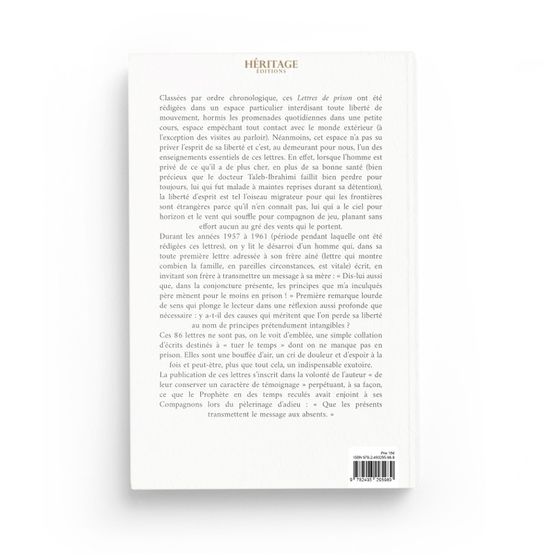 Lettres de prison (1957 - 1961) - Ahmed Taleb-Ibrahimi - Editions Héritage
