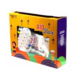 ID BOX (GUIRLANDE, NAPPE, CHAPEAUX, GOBELETS, ASSIETTES, FOURCHETTES, SERVIETTES, MASQUES & PAILLES) - MOOSLIM TOYS