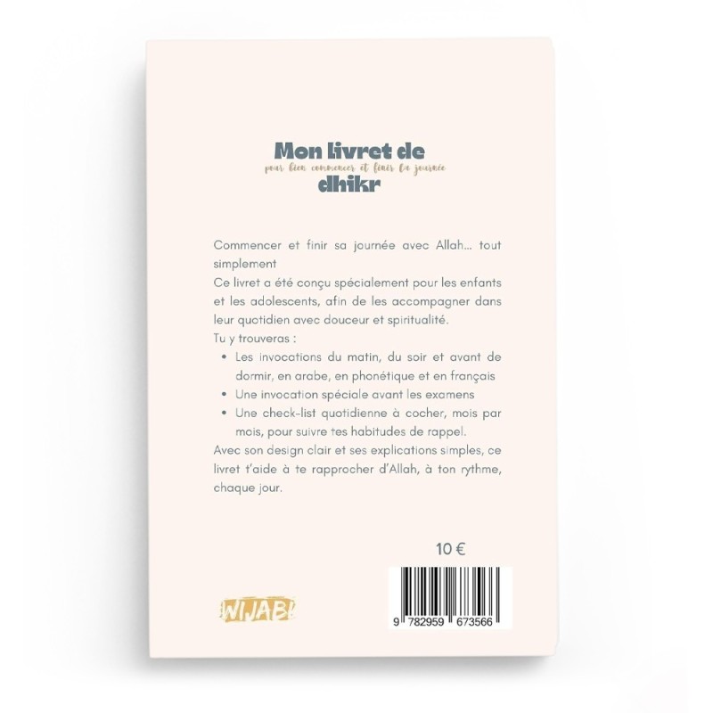 Mon livret de dhikr - Invocations islamiques du matin et du soir pour enfants et adolescents - Version Fille - Wijabi