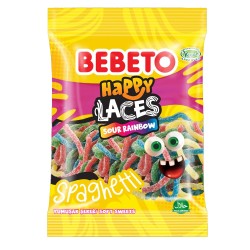 Bebeto Happy laces Sour Rainbow Spaghetti - 70g - bonbon halal