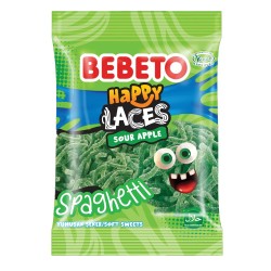 Bebeto Happy laces Spaghetti Sour apple - 80g - bonbon halal