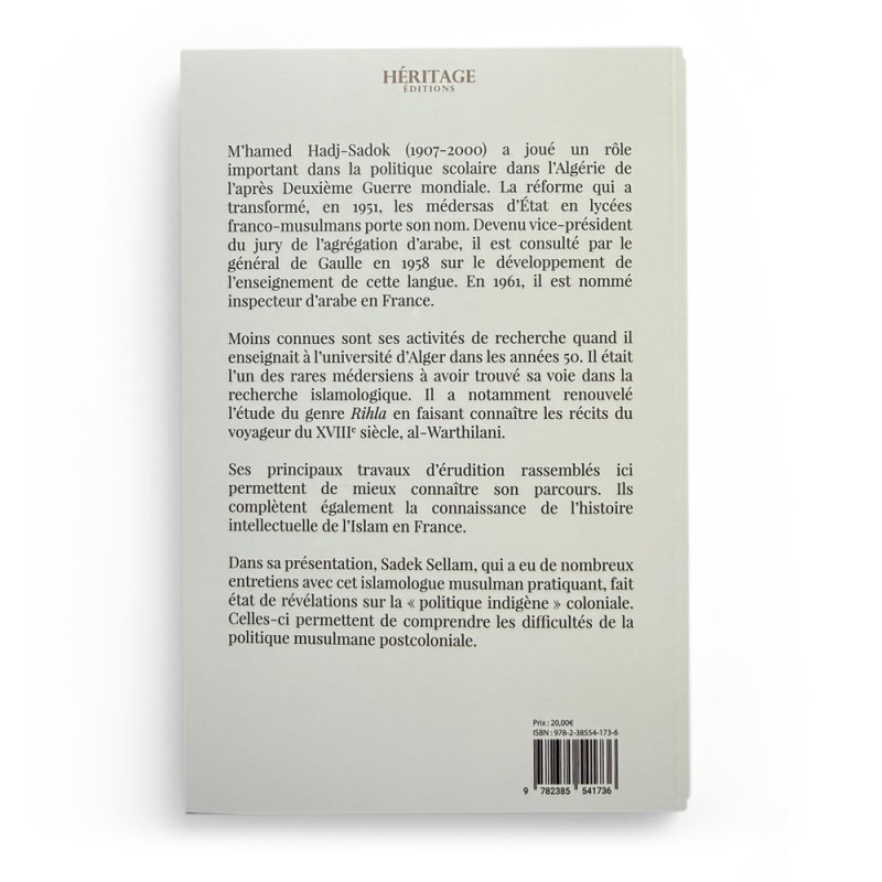 Études islamologiques et linguistiques - M’hamed Hadj-Sadok - Editions Héritage