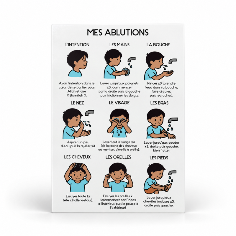 Autocollant garçons "Mes ablutions" - sticker apprendre wudû' pour enfants
