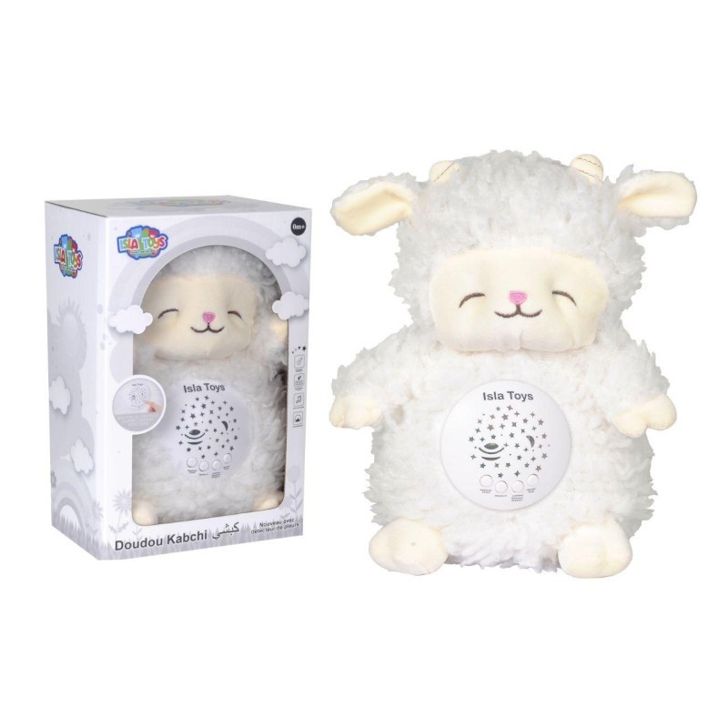 Doudou Kabchi Mouton - Blanc- Veilleuse Coranique avec détecteur de pleurs - Islatoys