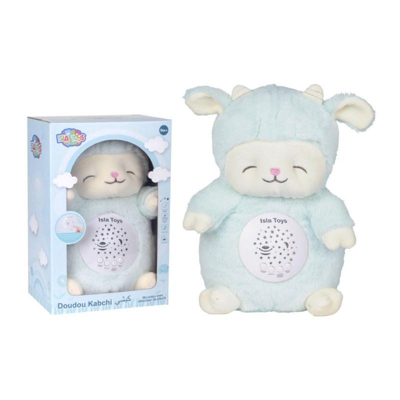 Doudou Kabchi Mouton - Bleu - Veilleuse Coranique avec détecteur de pleurs - Islatoys