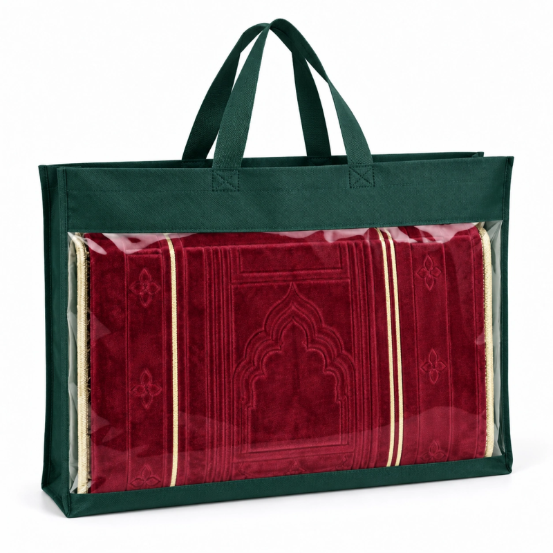Tapis de Prière Pliable Confort avec Dossier (Support du dos et des genoux) – Rouge