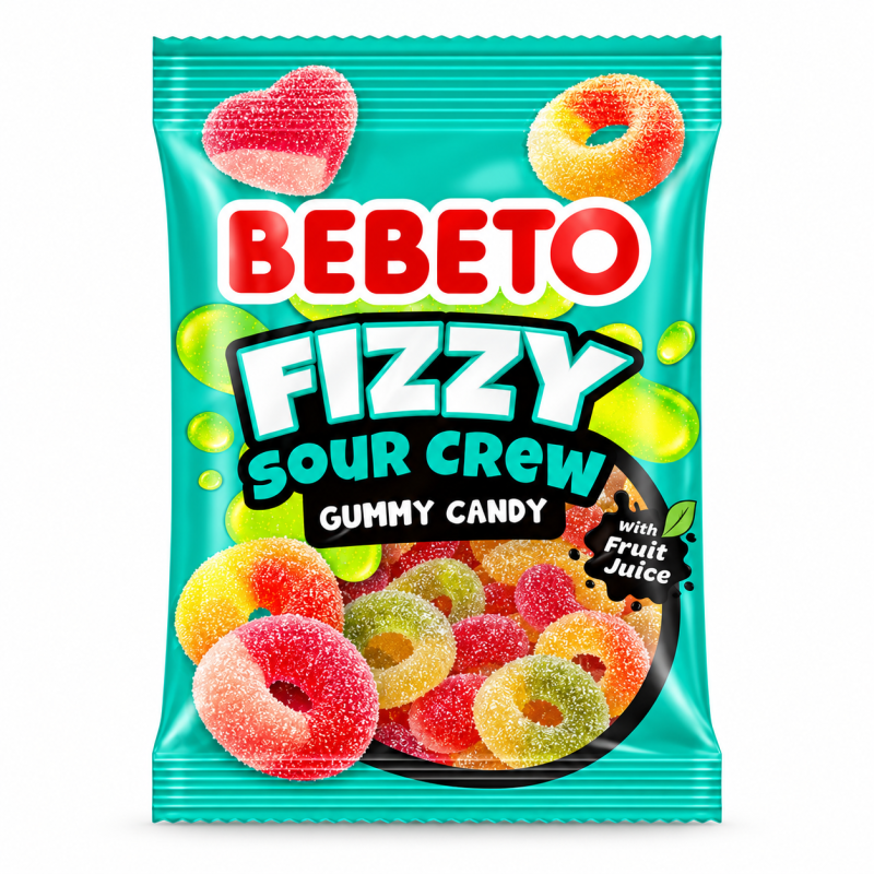 Bebeto Fizzy Sour Crew - 80g - Bonbon Halal