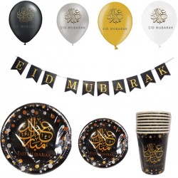 EID MUBARAK - KIT - ballons, drapeau, assiettes, verres