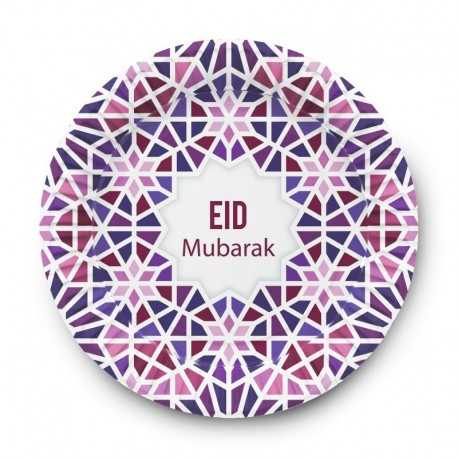 Assiettes Mosaic Eid - lot de 6 assiettes - Eid moubarak
