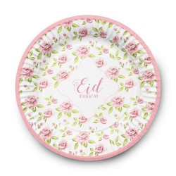 Assiettes vintage rose - lot de 6 assiettes - Eid moubarak