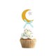 Stick cupcake en forme de lune dorée /bleu - lot de 6 - Eid moubarak