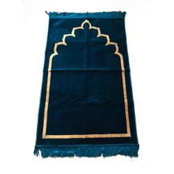 Tapis de prière adulte ultra-doux - Couleur bleu motif simple