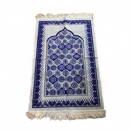 Tapis de prière islam en velours brodé bleu • Mon Coin Prière
