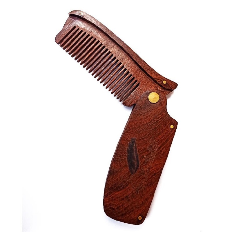 PEIGNE À BARBE HOMME T1 - AL IKHLAS AVEC ÉTUI EN CUIR