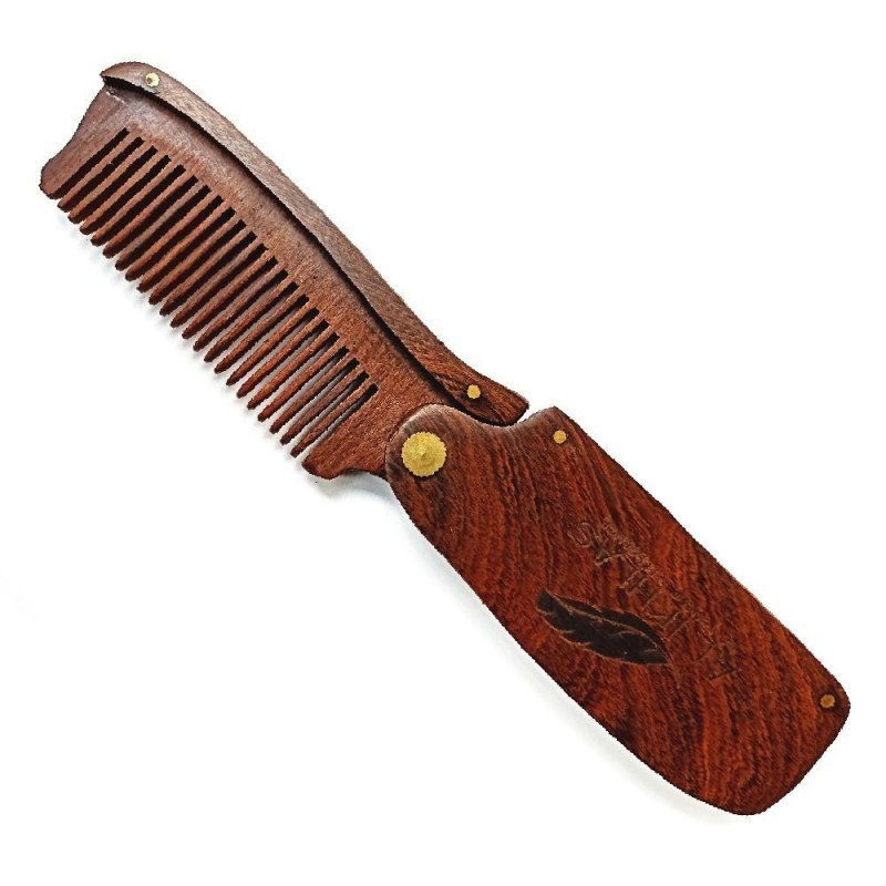 PEIGNE À BARBE HOMME T1 - AL IKHLAS AVEC ÉTUI EN CUIR