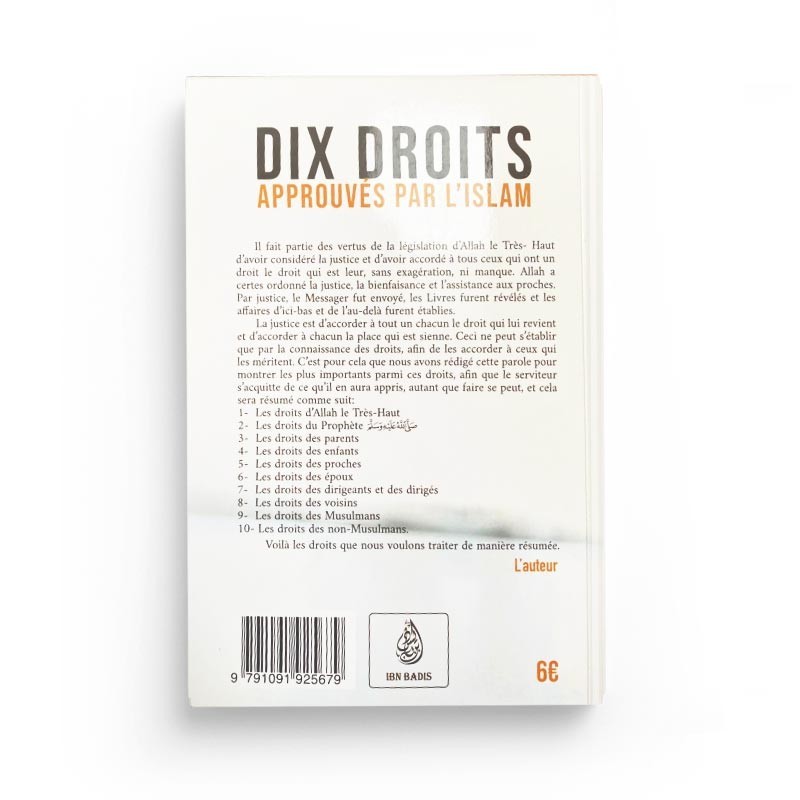 Dix Droits Approuvés Par L'Islam, De Muhammed Ibn Salih Al-Uthaymin, Bilingue (Français- Arabe)