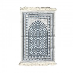 Tapis de prière adulte ultra-doux - Couleur blanc avec motif bleu