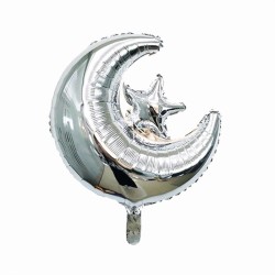 Ballon étoile lune argent - Eid moubarak