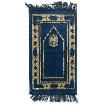 Tapis ultra doux pour enfant (33 x 58 cm) - couleur bleu - motif Kaaba