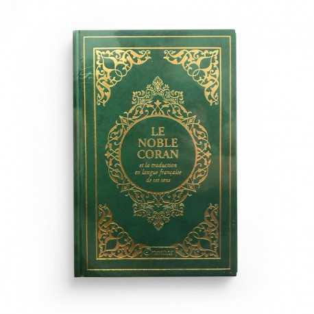 Le Noble Coran et la traduction en langue française de ses sens - couverture cartonnée en daim couleur vert doré