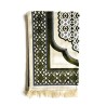 Tapis De Prière En Velours - Contour Géométrique - Fond Sable - COULEUR VERT SAPIN