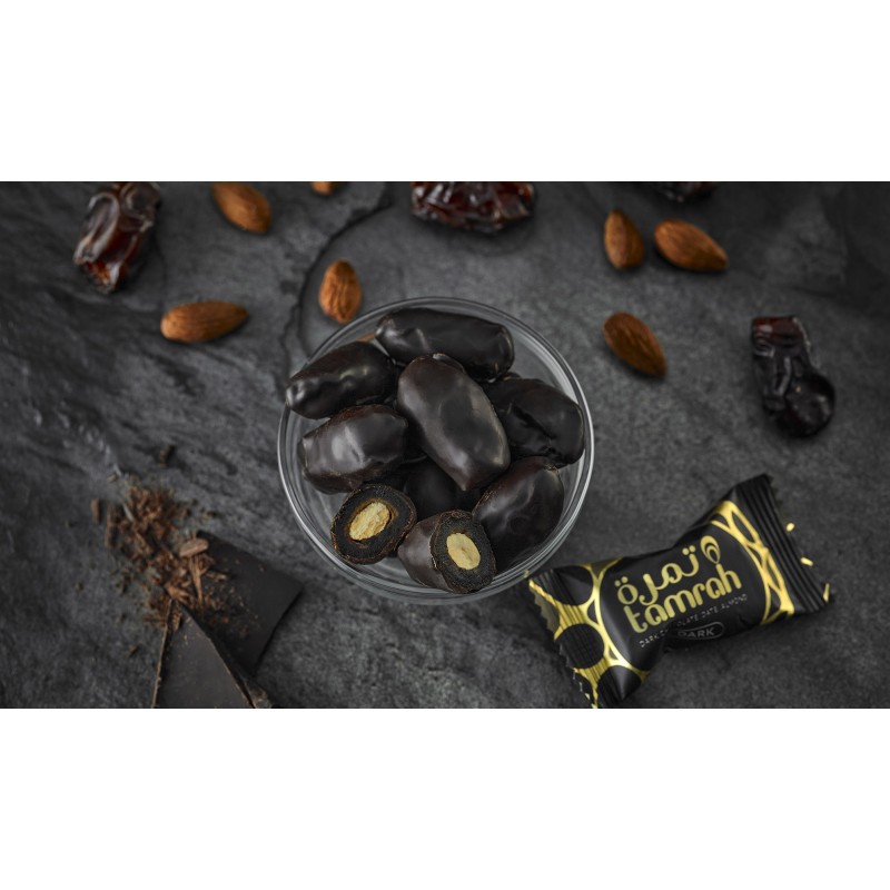 Tamrah - Dattes Aux Amandes Enrobées De Chocolat Noir (80 G)